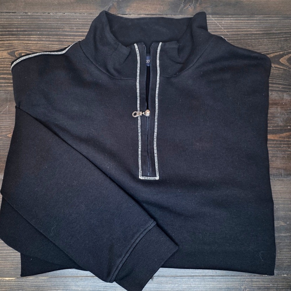 Scott Barber Large Pullover‎ 1/4 Zip Shirt Sweatshirt Pima Cotton Black Soft Lux